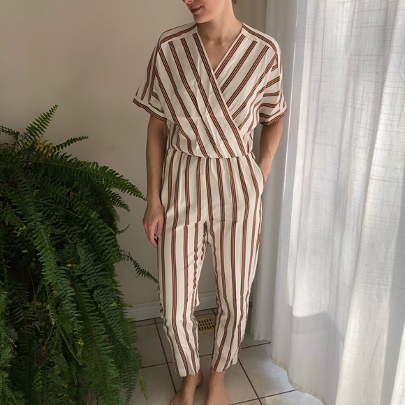 Maje Pieni striped wrap style jumpsuit - Picture 1 of 7